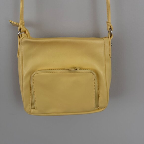 YELLOW CROSSBODY BAG, ,ULTIPLE POCKETS WITH ZIPPERS AND BUCKLE DETAILS - Picture 3 of 14
